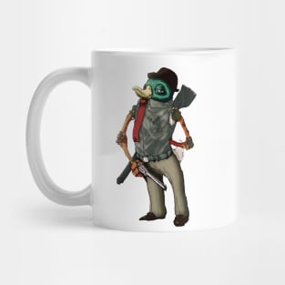 cyberpunk duck gangster in a mysterious pose, authoritative, judicious, cruel Mug